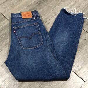 Levi’s White Oak Cone Denim “Wedgie” Button Fly Fray Hem Medium Wash Jeans